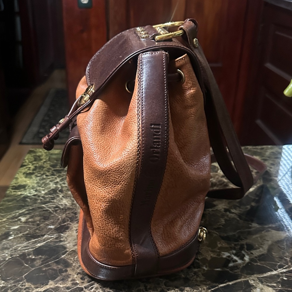 Brown Leather Drawstring Backpack - Men - image 2